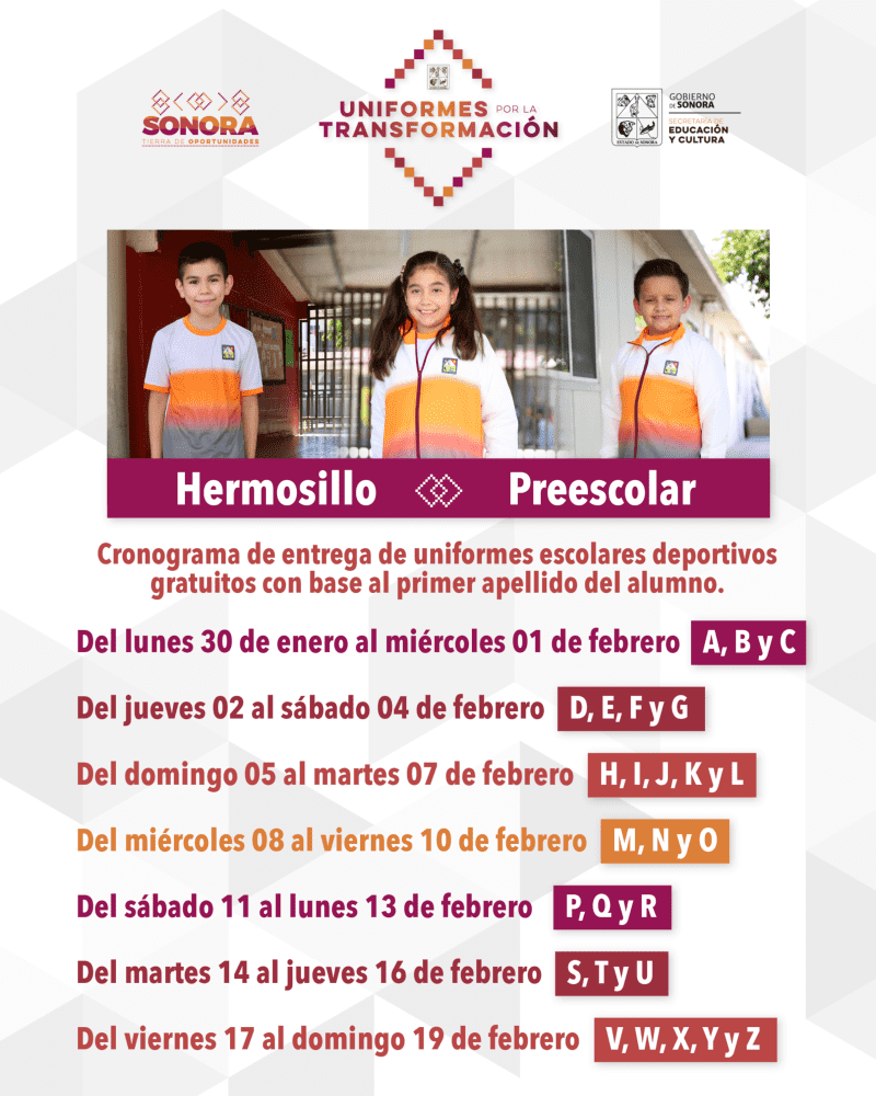 Cronograma de entregas en Hermosillo. Cronograma de entregas en Hermosillo.