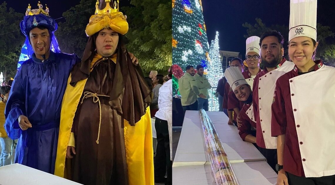 Alumnos de Gastronomía preparan rosca de 120 Metros en Ayuntamiento de Hermosillo
