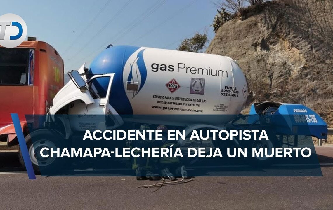 Pipa de gas LP se impacta con autobús en la autopista Chamapa-Lechería; hay un muerto