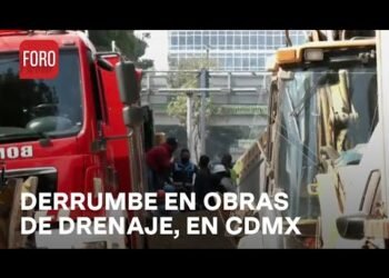 Derrumbe en obras sobre Río San Joaquín, CDMX