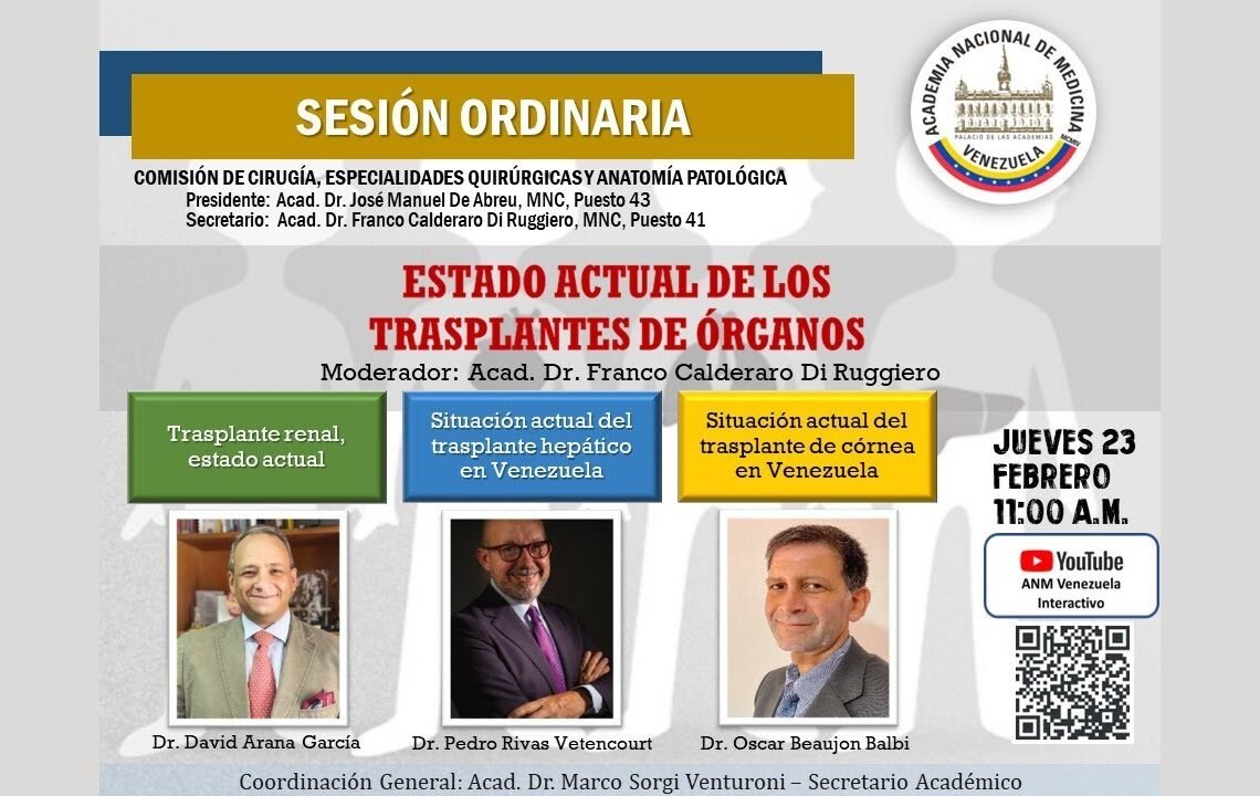 Foro: ESTADO ACTUAL DE LOS TRASPLANTES DE ÓRGANOS | Cirugía, Anatomía Patológica y Espec Quirúrgicas