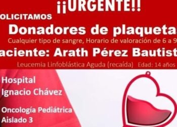 Buscan donadores de plaquetas para el menor Arath Pérez, paciente de leucemia linfoblástica aguda,