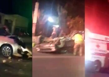 Choque en Reforma y Veracruz deja auto volteado y otro destrozado por enfrente