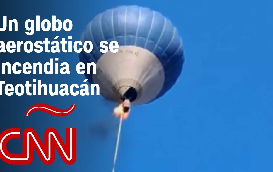 Un globo aerostático se incendia en el aire en Teotihuacán