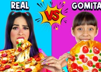 COMIDA DE GOMITA VS COMIDA REAL DESAFÍO POR 24 HORAS 😱🍕| Karla Bustillos