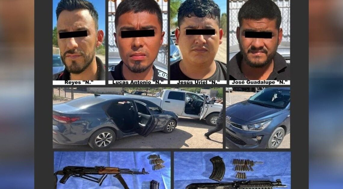 Caen cuatro hombres en posesión de un auto robado propiedad de una persona asesinada afuera del Estadio Fernando, en Hermosillo Caen cuatro hombres en posesión de un auto robado propiedad de una persona asesinada afuera del Estadio Fernando, en Hermosillo