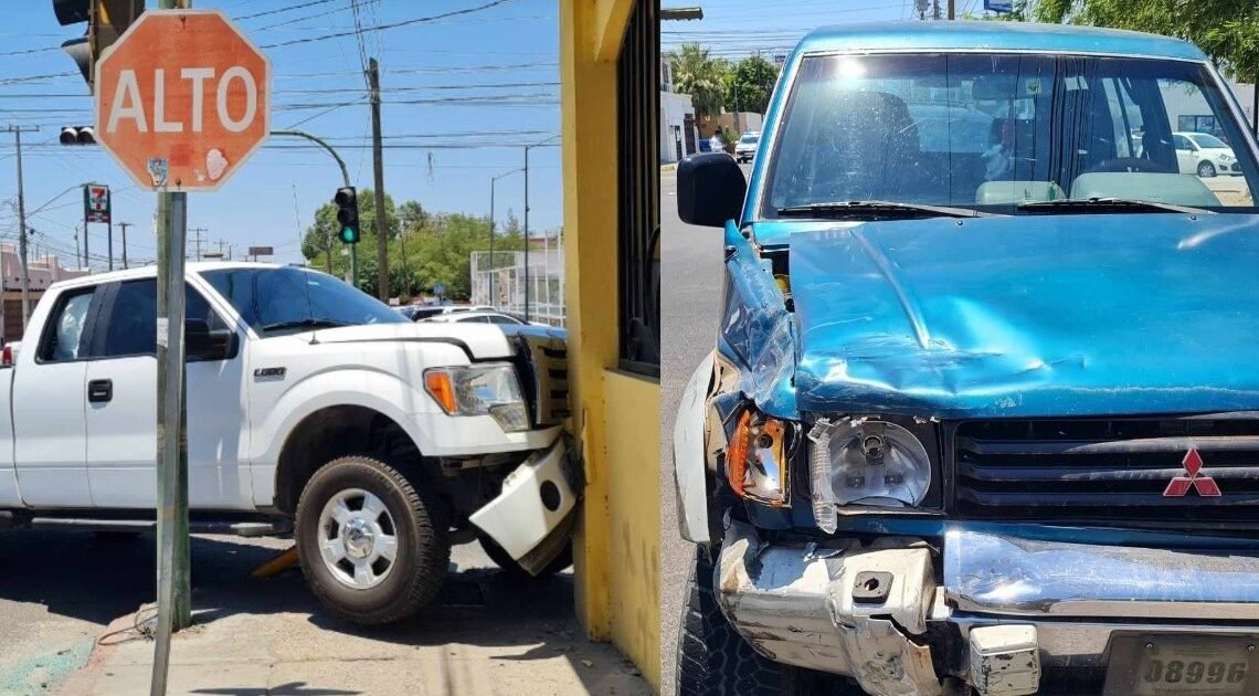 Hermosillo: Aparatoso choque en la colonia Centro deja un lesionado y daños a una vivienda