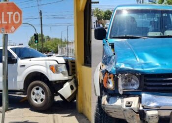 Hermosillo: Aparatoso choque en la colonia Centro deja un lesionado y daños a una vivienda