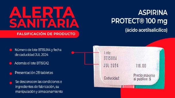 Emite Cofepris alerta sanitaria por falsificación de Aspirina Emite Cofepris alerta sanitaria por falsificación de Aspirina