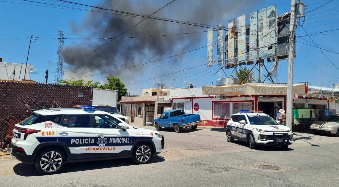 Última hora: Se registra incendio en taller mecánico de la colonia Ley 57 de Hermosillo