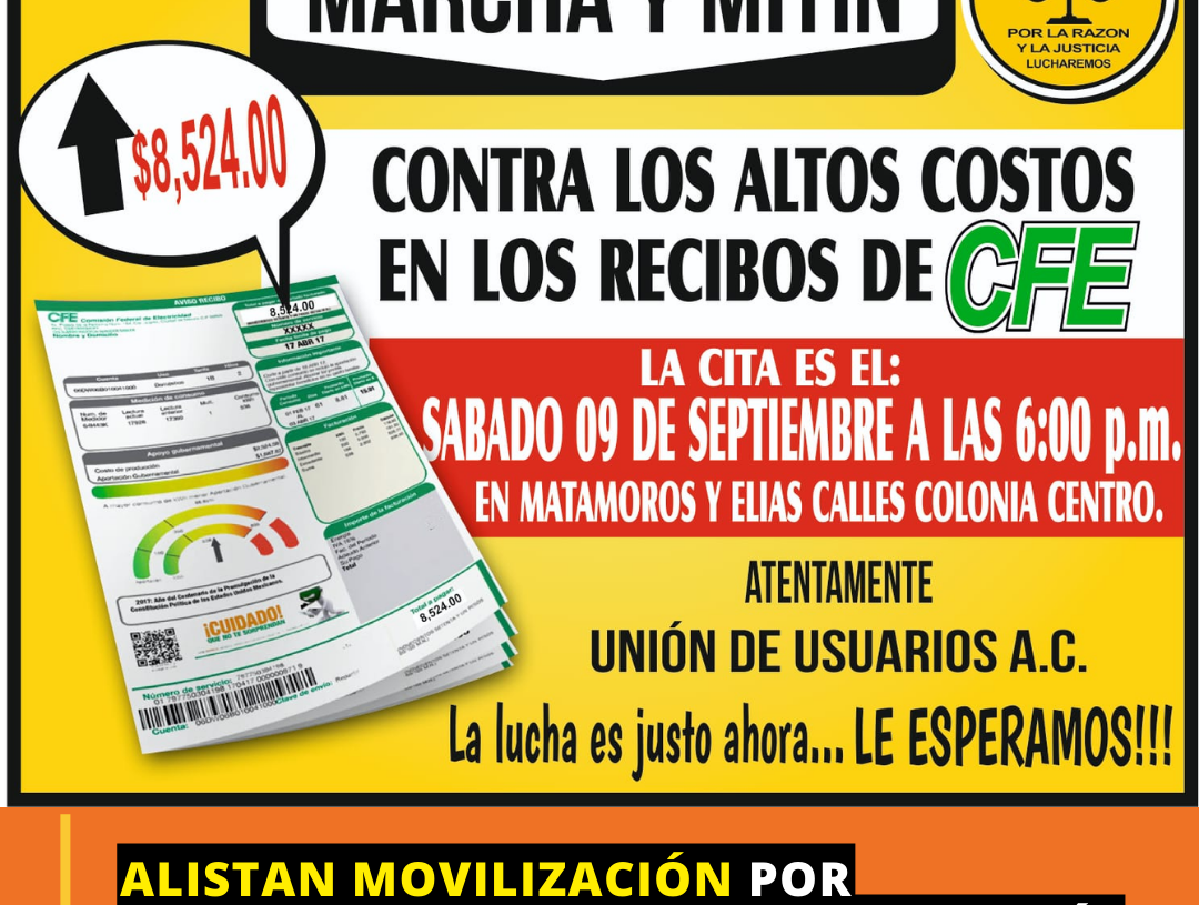 Preparan movilización por incremento en tarifas eléctricas