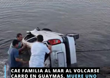 Cae carro al mar con familia