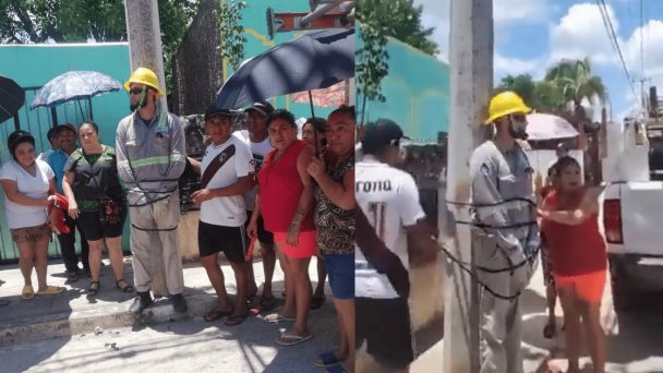 Empleado de CFE que amarraron a un poste fue suspendido por este hecho Empleado de CFE que amarraron a un poste fue suspendido por este hecho