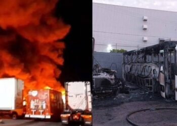 Hermosillo: Incendio en taller de Mercedes Benz arrasa con más de diez vehículos