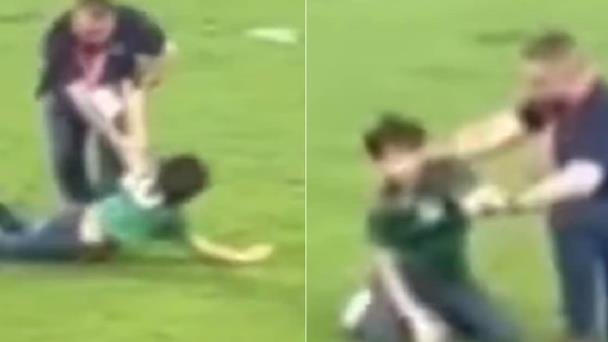 Niño es golpeado por guardias en partido Atlético de Madrid y Real Sociedad Niño es golpeado por guardias en partido Atlético de Madrid y Real Sociedad