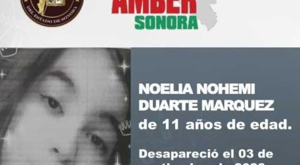 Activan Alerta Amber para localizar a la niña Noelia Duarte, desapareció en San Pedro El Saucito