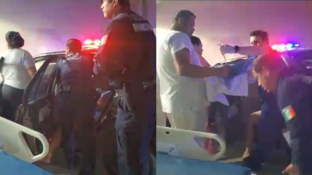 Mujer da a luz en su carro a mitad de la noche y es auxiliada por policías Mujer da a luz en su carro a mitad de la noche y es auxiliada por policías