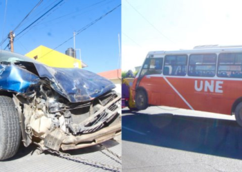 Camión y camioneta chocan en la colonia Olivares por ignorar el semáforo
