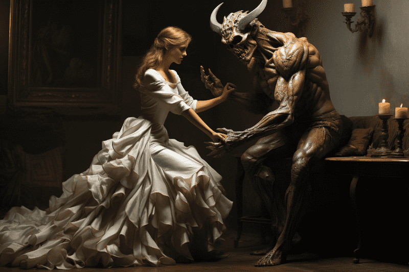  Linda siendo seducida por el diablo. Foto: Midjourney