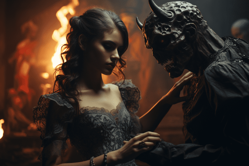 La joven bailando con el demonio. Foto: Midjourney