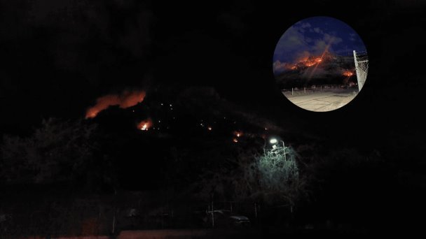 Sofocan Bomberos de Hermosillo incendio en el Cerro de la Cementera Sofocan Bomberos de Hermosillo incendio en el Cerro de la Cementera