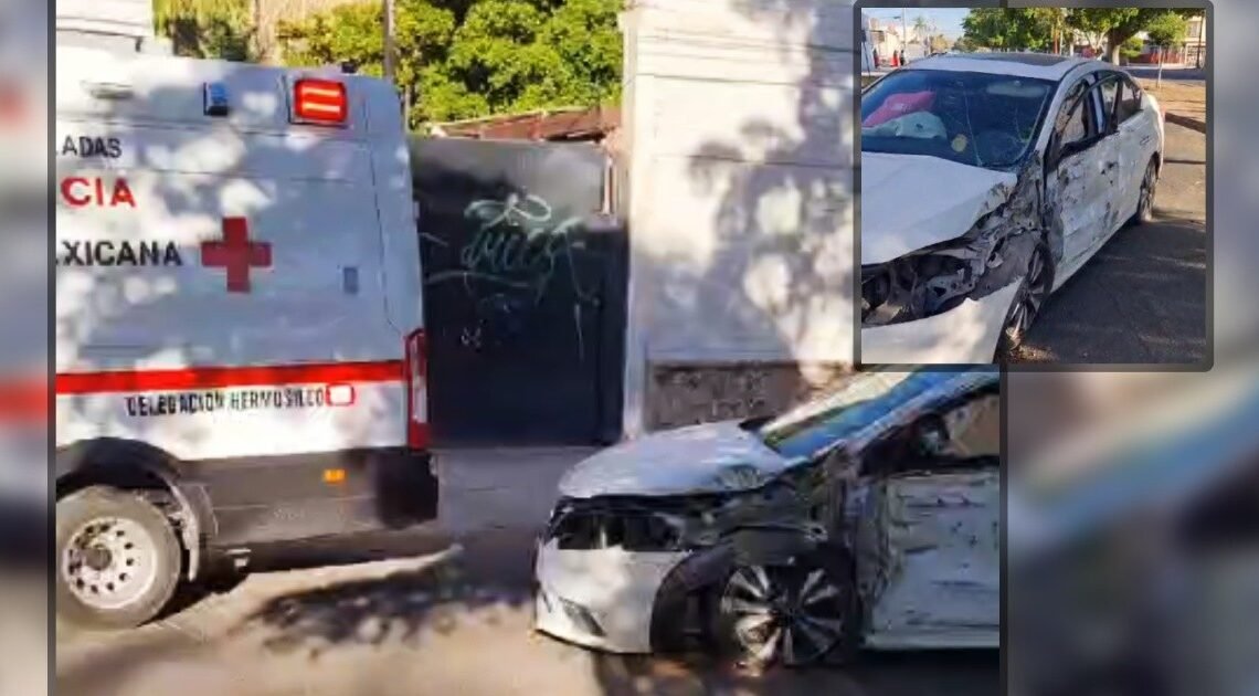 Dos personas resultaron lesionadas en aparatoso choque vehicular en Hermosillo, Sonora