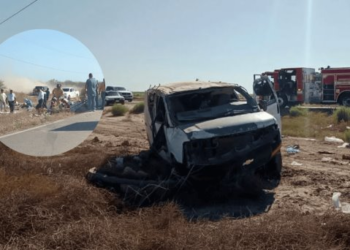Vuelca camioneta que transportaba jornaleros en la carretera a Bahía de Kino