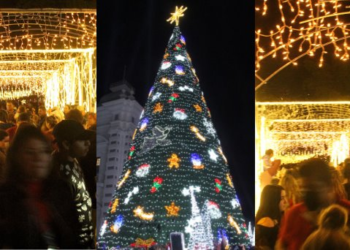 Inicia la navidad en Hermosillo con encendido del árbol en Plaza Zaragoza
