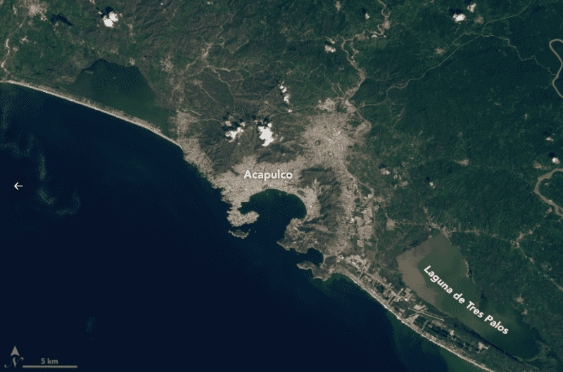 Foto satelital de Acapulco del 31 de octubre del 2023 (después)Fuente: Twitter: NASA en español Foto satelital de Acapulco del 31 de octubre del 2023 (después)Fuente: Twitter: NASA en español