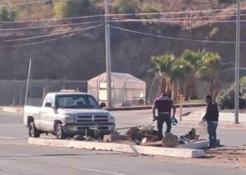 Automovilista intenta huir de operativo policial y se estrella en semáforo
