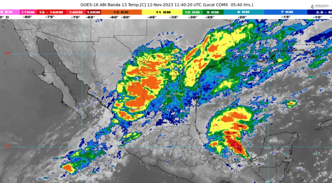 Clima en México:  Lluvias torrenciales en el Golfo de México y el sureste del País por frente Núm. 9