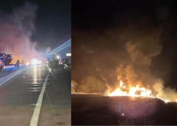 Volcadura de tráiler con diésel provoca evacuación en Imuris