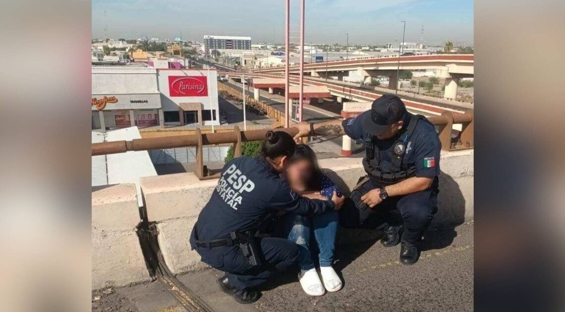 Policía estatal evita suicidio en puente de Hermosillo