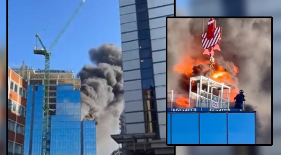 VIDEO: Sorprendente rescate de un trabajador atrapado en incendio en edificio de Reino Unido