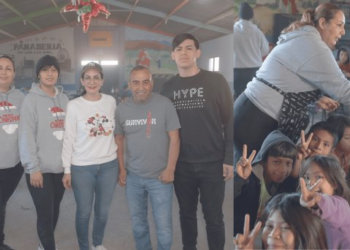 Diana lleva alimento a los niños del poblado Miguel Alemán