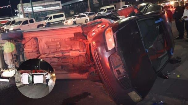 Accidente termina en dos vehículos volcados en colonia Las Lomas y Perisur Accidente termina en dos vehículos volcados en colonia Las Lomas y Perisur