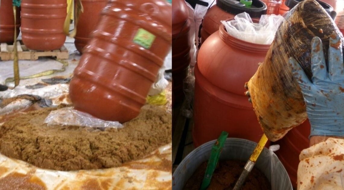 California: Decomisan una gran cantidad de metanfetamina y cocaína ocultos en barriles de pasta de jalapeño California: Decomisan una gran cantidad de metanfetamina y cocaína ocultos en barriles de pasta de jalapeño