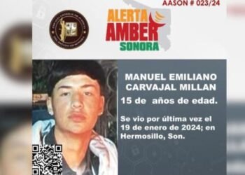 Activan Alerta Amber para localizar a menor Manuel Emiliano Carvajal Millan