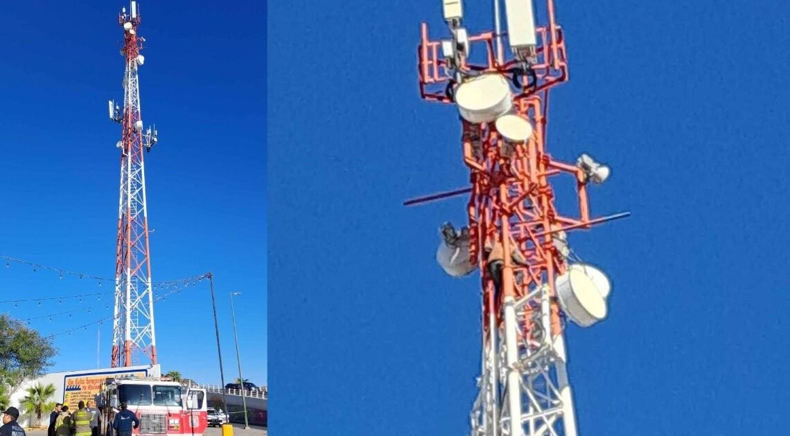 ¡Último momento!: Hombre sube a lo alto de una torre de comunicaciones en Hermosillo