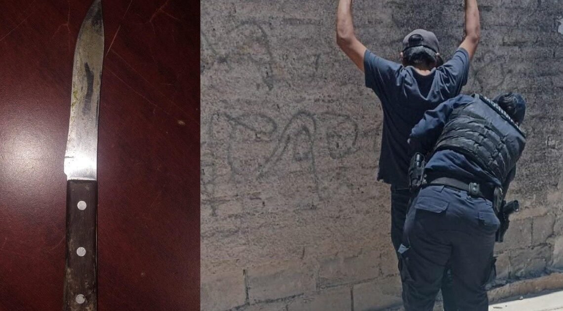 Policía de Hermosillo atrapa a sujeto con cuchillo en mano en calles de Sierra Bonita