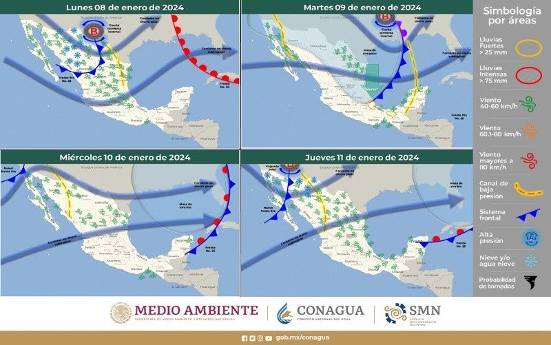 Pronóstico del tiempo para varios días en México.