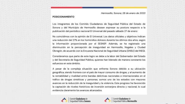 Comités Ciudadanos rechazan que haya omisión del Gobierno en seguridad Comités Ciudadanos rechazan que haya omisión del Gobierno en seguridad