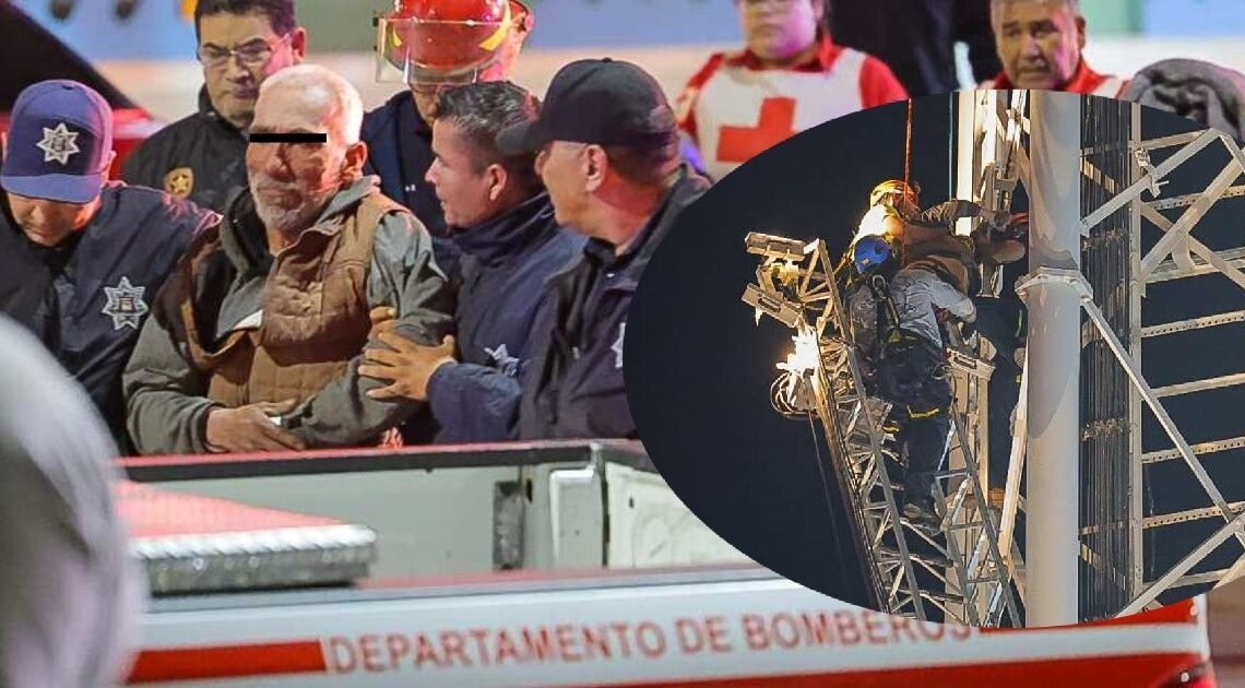Rescata Bomeros de Hermosillo a sujeto que subió a torre de telecomunicaciones, tras casi cinco horas