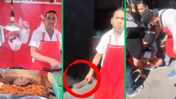 Taquero amenaza de muerte a clientes y hiere a una mujer con arma blanca Taquero amenaza de muerte a clientes y hiere a una mujer con arma blanca