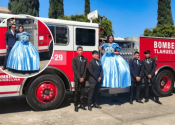 Quinceañera rinde emotivo homenaje a su padre bombero
