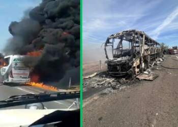 Mueren 4 personas en incendio de autobús rumbo a Hermosillo
