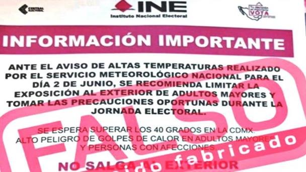INE niega post de no salir a votar por altas temperaturas INE niega post de no salir a votar por altas temperaturas