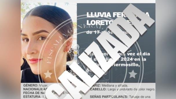 Localizan a Lluvia Fernanda, menor desaparecida en Hermosillo Localizan a Lluvia Fernanda, menor desaparecida en Hermosillo