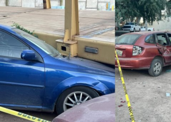 Góndolas de ferrocarril caen sobre autos en Nogales