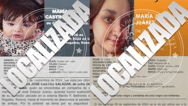 Localizan a María José Salazar Juárez y su bebé Localizan a María José Salazar Juárez y su bebé
